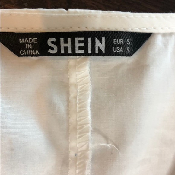 Shein white long sleeve tie side blouse New - Picture 3 of 4
